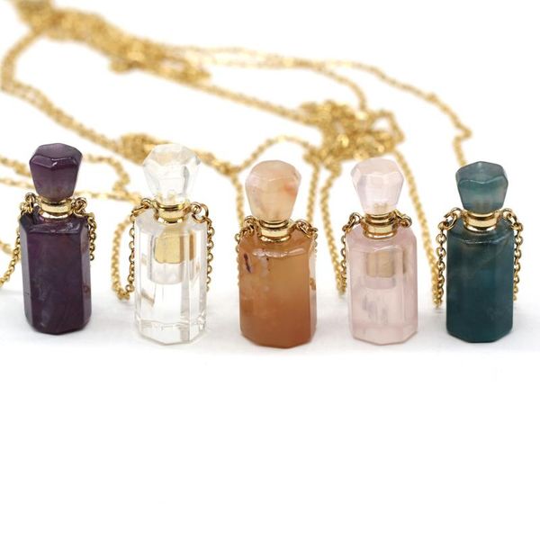 pendant necklaces natural perfume bottle crystal stone necklace agates rose quartzs essential oil diffuser charm copper chain jewelry, Silver
pendant necklaces natural perfume bottle crystal stone necklace agates rose quartzs essential oil diffuser charm copper chain jewelry, Silver