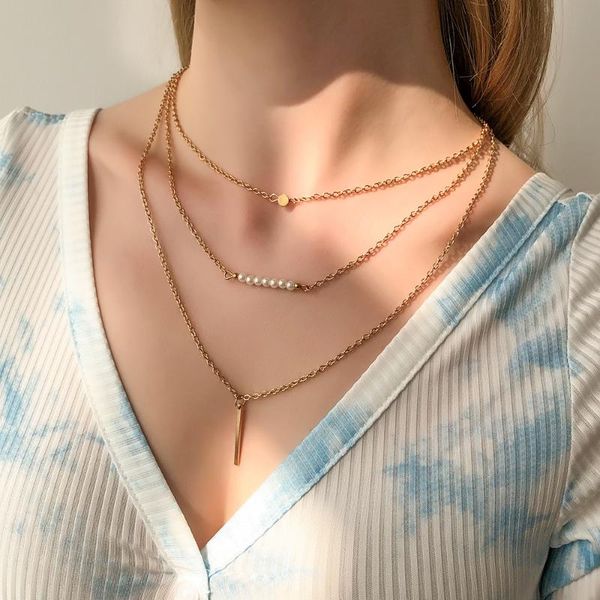chains european and american fashion ins wind multi-layer necklace personality temperament geometric pendant beads, Silver
chains european and american fashion ins wind multi-layer necklace personality temperament geometric pendant beads, Silver