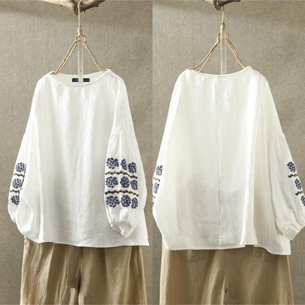 women's blouses & shirts plus size embroidery blouse zanzea 2021 vintage summer casual long sleeve blusas female floral tunic s-5xl 7, White
women's blouses & shirts plus size embroidery blouse zanzea 2021 vintage summer casual long sleeve blusas female floral tunic s-5xl 7, White