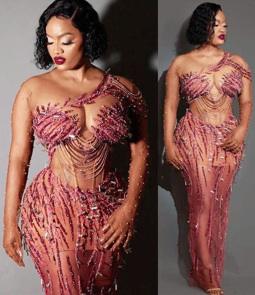 2021 plus size arabic aso ebi luxurious beaded crystals prom dresses sheer neck sheath illusion evening formal party second reception gowns, Black
2021 plus size arabic aso ebi luxurious beaded crystals prom dresses sheer neck sheath illusion evening formal party second reception gowns, Black