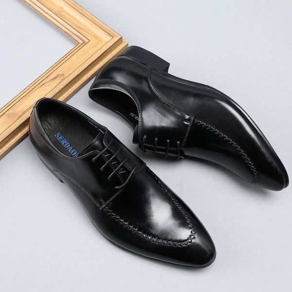 men genuine real cow leather suit shoes classic pointed toe luxury mark thread dress oxford male derby business g270, Black
men genuine real cow leather suit shoes classic pointed toe luxury mark thread dress oxford male derby business g270, Black