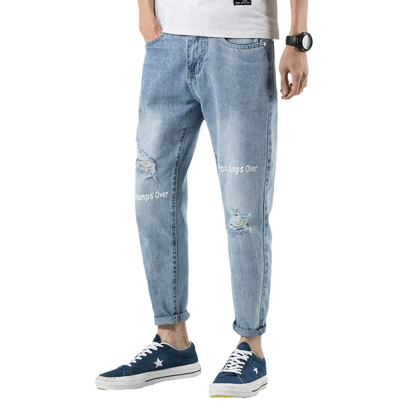 fashion retro destroyed men jeans slim fit classical denim pants embroidery patches ripped streetwear hip hop men's, Blue
fashion retro destroyed men jeans slim fit classical denim pants embroidery patches ripped streetwear hip hop men's, Blue
