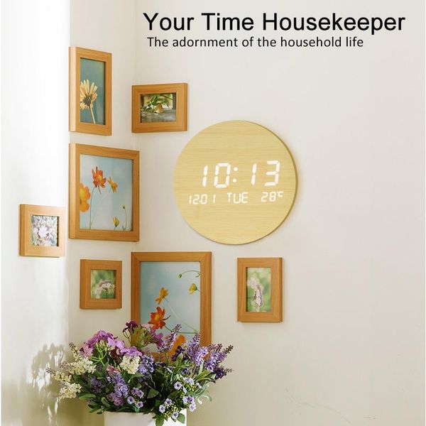 wall clocks wooden digital clock led display modern design temperature calendar electronic home decoration for living room
wall clocks wooden digital clock led display modern design temperature calendar electronic home decoration for living room