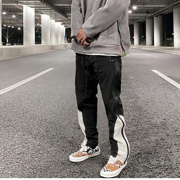 men's jeans korean street color block side zipper cargo pants mens drawstring straight loose casual track hip hop baggy trousers, Blue
men's jeans korean street color block side zipper cargo pants mens drawstring straight loose casual track hip hop baggy trousers, Blue
