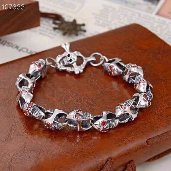 s925 sterling silver personalized skelen men's network red live chain fashion bracelet send gifts to friends, Black
s925 sterling silver personalized skelen men's network red live chain fashion bracelet send gifts to friends, Black
