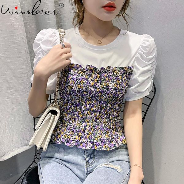 women's t-shirt summer korean clothes cotton drape fake two piece floral women short sleeve all match tees 2021 t12820a, White
women's t-shirt summer korean clothes cotton drape fake two piece floral women short sleeve all match tees 2021 t12820a, White