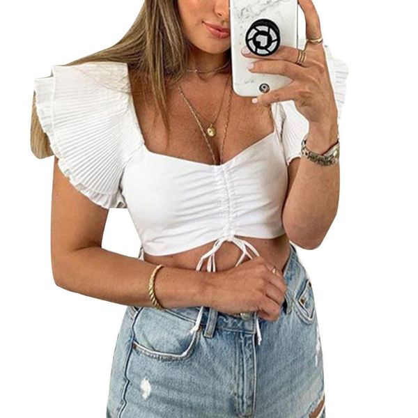 women's t-shirt 2021 summer fashion women clothes ladies ruffle sleeveless crop girl solid drawstring v-neck low cut lace-up, White
women's t-shirt 2021 summer fashion women clothes ladies ruffle sleeveless crop girl solid drawstring v-neck low cut lace-up, White
