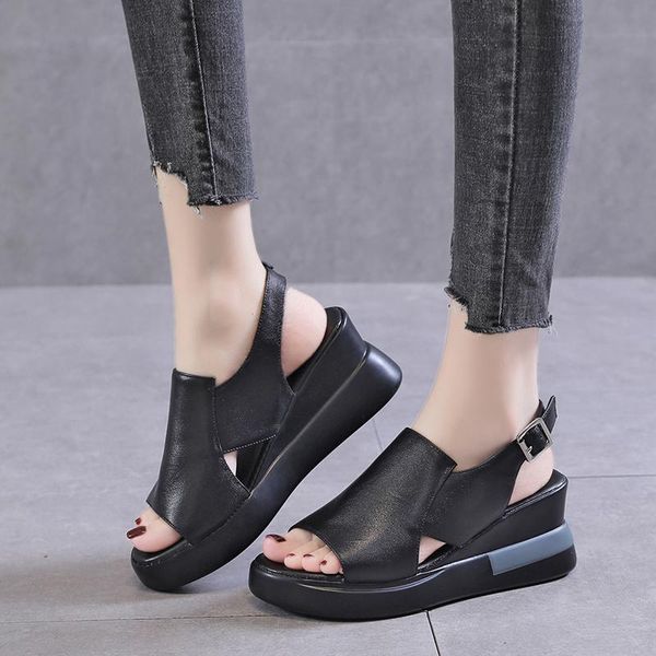 sandals summer women fashion women's 2021 solid color leisure all-match round head comfortable platform, Black
sandals summer women fashion women's 2021 solid color leisure all-match round head comfortable platform, Black