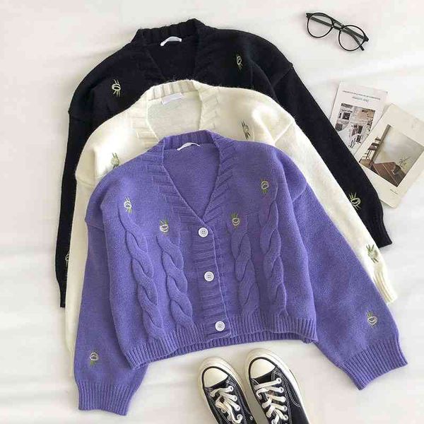 spring autumn crop sweaters fashion women v neck single-breasted flower embroidery short cardigan korean jacket 210602, White
spring autumn crop sweaters fashion women v neck single-breasted flower embroidery short cardigan korean jacket 210602, White