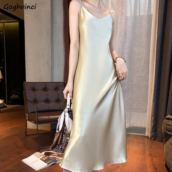 women sleeveless dress v-neck glossy spaghetti strap mid-calf length backless elegant chic korean style simple lady vintage casual dres, Black;gray
women sleeveless dress v-neck glossy spaghetti strap mid-calf length backless elegant chic korean style simple lady vintage casual dres, Black;gray