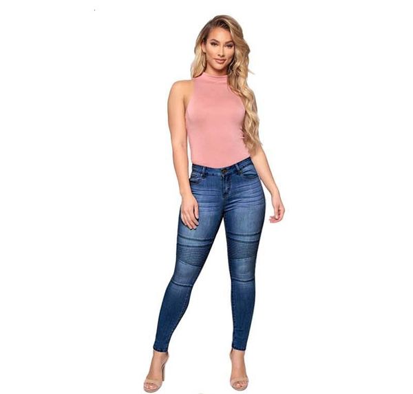 women casual jeans bleached washed draped panelled middle waist pants slim fit female trousers high quality, Blue
women casual jeans bleached washed draped panelled middle waist pants slim fit female trousers high quality, Blue