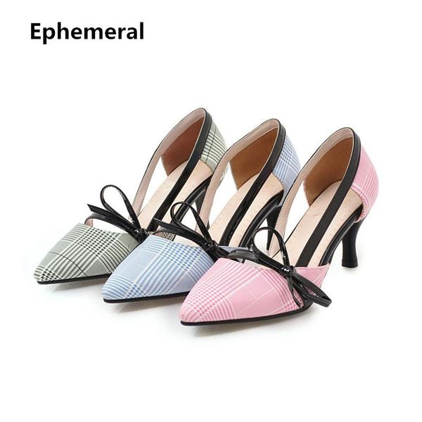 female's sweet bow-knot pumps thin heel gingham high heels shoes pointed toe stiletto for dress designer summer 40 3 green, Black 
female's sweet bow-knot pumps thin heel gingham high heels shoes pointed toe stiletto for dress designer summer 40 3 green, Black