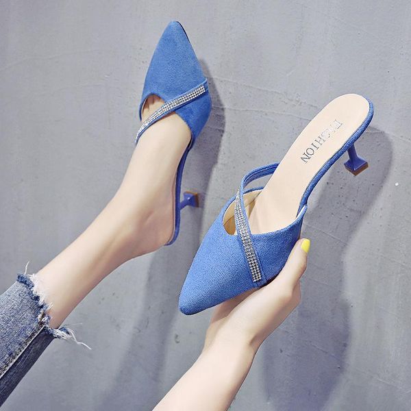 slippers 2021 pointed stiletto heels rhinestone sandals baotou half drag female shoes, Black
slippers 2021 pointed stiletto heels rhinestone sandals baotou half drag female shoes, Black