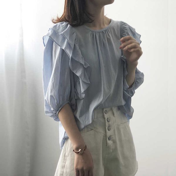 hxjjp summer round neck flounce korean version loose lantern sleeve women shirts 210607, White
hxjjp summer round neck flounce korean version loose lantern sleeve women shirts 210607, White
