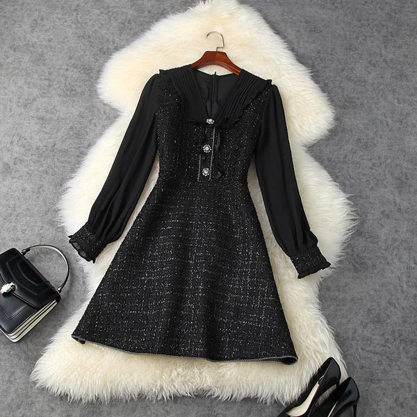 casual dresses fall winter long sleeve v neck black pure color tweed panelled buttons short mini dress elegant glitter ln2611640 qs0a, Black;gray
casual dresses fall winter long sleeve v neck black pure color tweed panelled buttons short mini dress elegant glitter ln2611640 qs0a, Black;gray