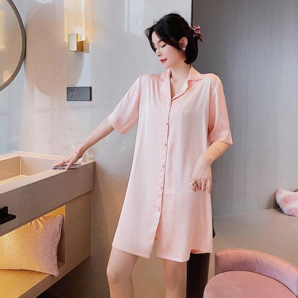 women's sleepwear summer ice silk nightgown ladies chinese style cartoon nightdress pink shirt turn-down collar sleepshirts lounge, Black;red
women's sleepwear summer ice silk nightgown ladies chinese style cartoon nightdress pink shirt turn-down collar sleepshirts lounge, Black;red