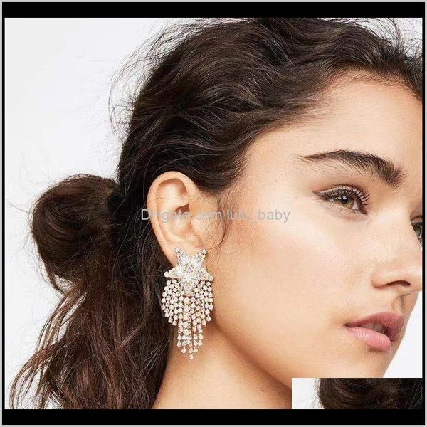 charm jewelry drop delivery 2021 exaggerated wind glass five-pointed star rhinestone tassel earrings womens fashion super flash full diamond, Golden
charm jewelry drop delivery 2021 exaggerated wind glass five-pointed star rhinestone tassel earrings womens fashion super flash full diamond, Golden