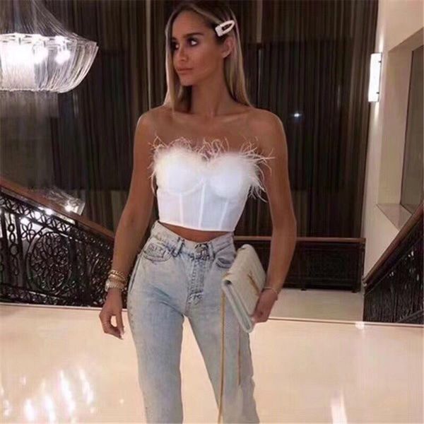 2021 summer women's black and white short strapless backless feather celebrity club evening party tanks & camis
2021 summer women's black and white short strapless backless feather celebrity club evening party tanks & camis
