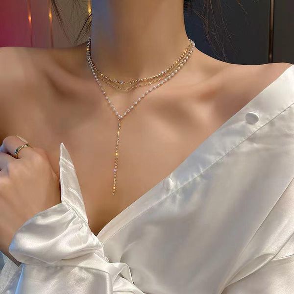 chains ins light luxury double layer design necklace girl y word temperament pearl choker ity accessories jewelry women, Silver
chains ins light luxury double layer design necklace girl y word temperament pearl choker ity accessories jewelry women, Silver