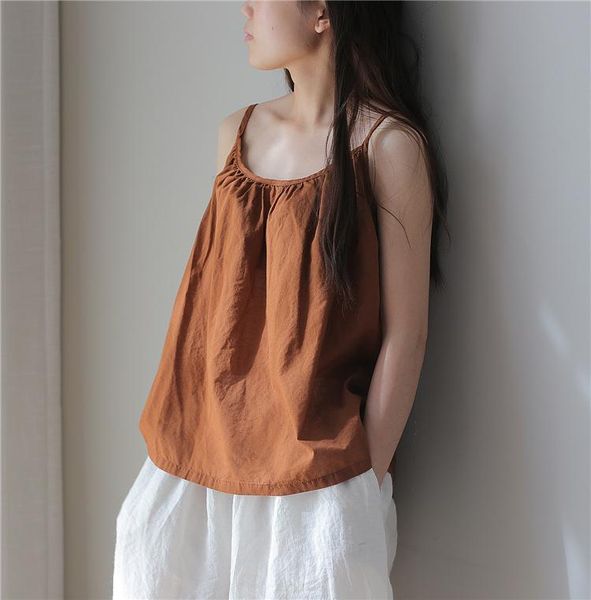 women's tanks & camis women loose solid color wrinkle ladies spaghetti strap female 2021 summer, White 
women's tanks & camis women loose solid color wrinkle ladies spaghetti strap female 2021 summer, White