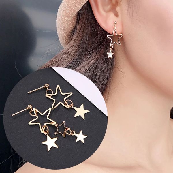women dangle earring korean fresh simple temperament hollow star asymmetric alloy earrings female jewelry 2021 gift pendientes, Silver
women dangle earring korean fresh simple temperament hollow star asymmetric alloy earrings female jewelry 2021 gift pendientes, Silver
