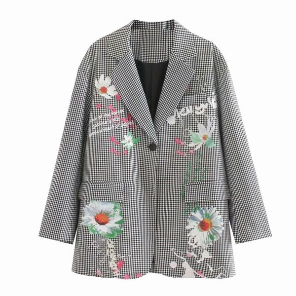 british style plaid suit blazer women flowers print outerwear female plus size jacket chic coats women's suits & blazers, White;black
british style plaid suit blazer women flowers print outerwear female plus size jacket chic coats women's suits & blazers, White;black