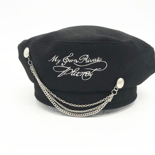 berets chain hat letter embroidery men's beret women's temperament cap fans collection gifts a95, Blue;gray
berets chain hat letter embroidery men's beret women's temperament cap fans collection gifts a95, Blue;gray