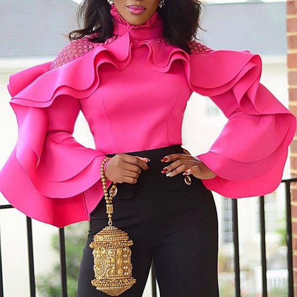 fashion women blouse shirt spring african ruffles sleeve elegant blousas falbala patchwork hollow female office lady 2021 women's blou, White
fashion women blouse shirt spring african ruffles sleeve elegant blousas falbala patchwork hollow female office lady 2021 women's blou, White