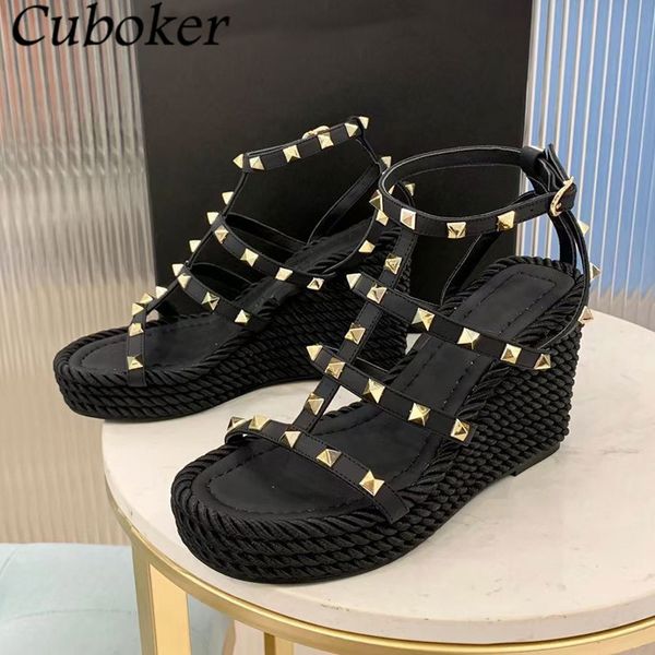 women wedges heel sandals summer slingback genuine leather slides studded decor mules luxury brand gladiator for woman 60% off store online, Black
women wedges heel sandals summer slingback genuine leather slides studded decor mules luxury brand gladiator for woman 60% off store online, Black