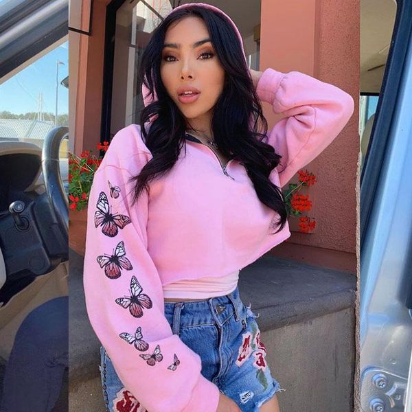 women's hoodies & sweatshirts 2021 autumn women fashion butterfly print zipper casual long sleeve o-neck loose crop streetwear pullove, Black
women's hoodies & sweatshirts 2021 autumn women fashion butterfly print zipper casual long sleeve o-neck loose crop streetwear pullove, Black