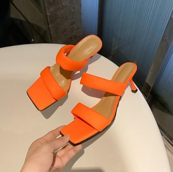 est lady's orange green nude soft leather 6 cm heels slippers sandals woman double one line slip on sweet slides mules shoes dress, Black
est lady's orange green nude soft leather 6 cm heels slippers sandals woman double one line slip on sweet slides mules shoes dress, Black