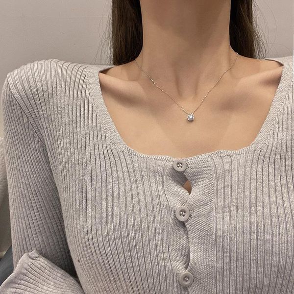 pendant necklaces 2021 korean fashion zircon for women simple temperament trend clavicle chain necklace jewelry wholesale, Silver
pendant necklaces 2021 korean fashion zircon for women simple temperament trend clavicle chain necklace jewelry wholesale, Silver