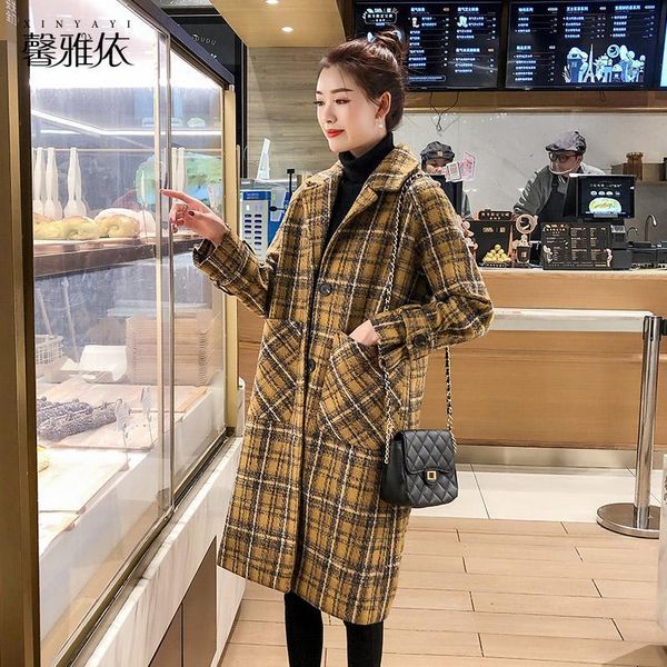 wool coat mid-length woman 2021 autumn winter korean edition loose retro plaid british style suiting women's & blends, Black
wool coat mid-length woman 2021 autumn winter korean edition loose retro plaid british style suiting women's & blends, Black