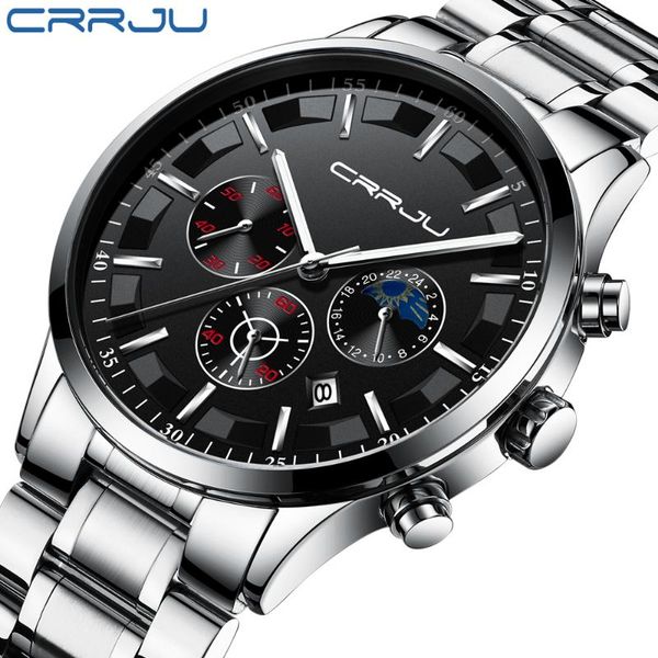 wristwatches crrju men business chronograph watch date display clock luxury stainless steel sport waterproof relogio masculino, Slivery;brown
wristwatches crrju men business chronograph watch date display clock luxury stainless steel sport waterproof relogio masculino, Slivery;brown