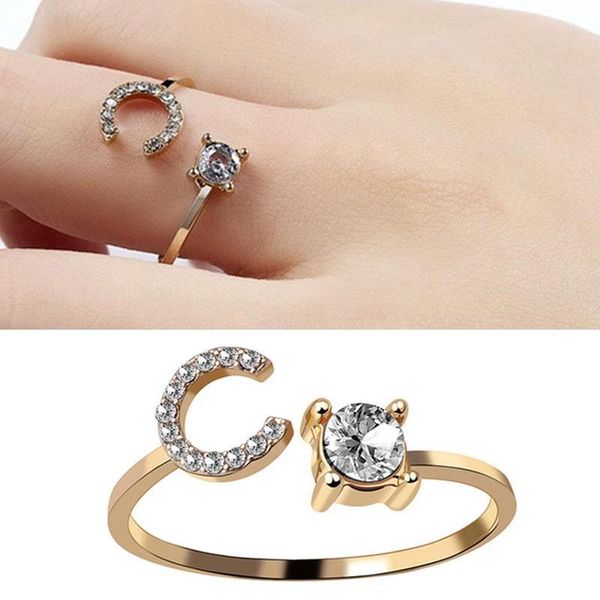 cluster rings a-z letter gold color metal adjustable opening ring initials name alphabet female creative finger trendy party jewelry, Golden;silver
cluster rings a-z letter gold color metal adjustable opening ring initials name alphabet female creative finger trendy party jewelry, Golden;silver
