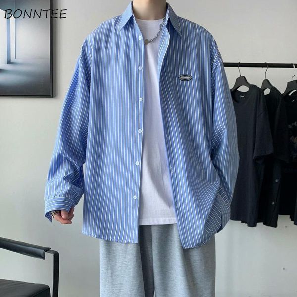 men's casual shirts striped long sleeve fashion loose leisure chic men korean style outwear all-match harajuku students artsy shirt, White;black
men's casual shirts striped long sleeve fashion loose leisure chic men korean style outwear all-match harajuku students artsy shirt, White;black