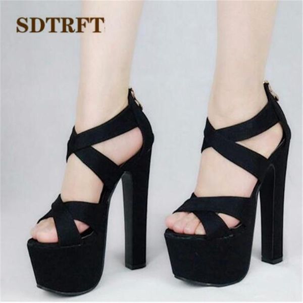 summer 17cm ultra high thick heel sandals black platform cross strap pumps women's shoes eur 34-38 39 drop dress
summer 17cm ultra high thick heel sandals black platform cross strap pumps women's shoes eur 34-38 39 drop dress