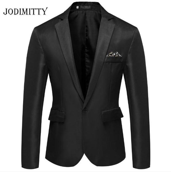 men's suits & blazers jodimitty formal slim fit suit one button long sleeve notched blazer male cotton blend coat jacket top, White;black 
men's suits & blazers jodimitty formal slim fit suit one button long sleeve notched blazer male cotton blend coat jacket top, White;black