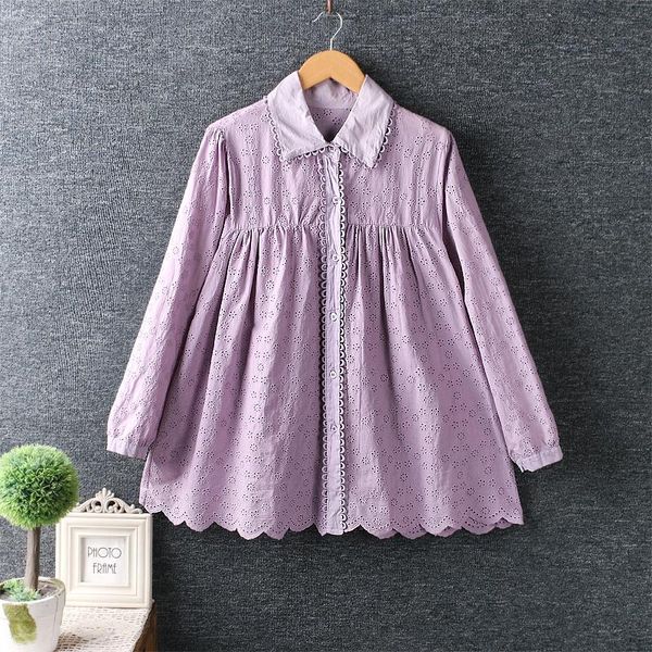 women's blouses & shirts spring japanese sweet lapel heavy embroidery long-sleeved blouse loose solid color, White
women's blouses & shirts spring japanese sweet lapel heavy embroidery long-sleeved blouse loose solid color, White