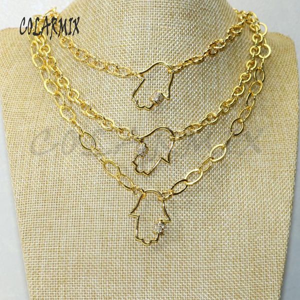 pendant necklaces 3pcs metal hamsa clasp gold zircon buckle necklace color jewelry chain handmade jewerly 50590, Silver
pendant necklaces 3pcs metal hamsa clasp gold zircon buckle necklace color jewelry chain handmade jewerly 50590, Silver