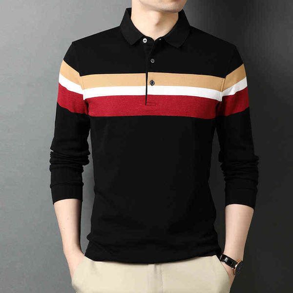 2021 spring and autumn korean long sleeve t-shirt men's loose bottomed shirt trend stripe men's lapel t-shirt, White;black
2021 spring and autumn korean long sleeve t-shirt men's loose bottomed shirt trend stripe men's lapel t-shirt, White;black