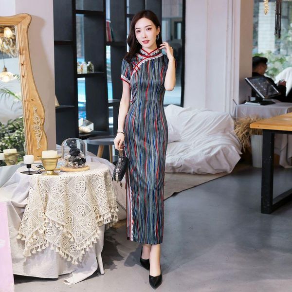 ethnic clothing women long slim print striped satin cheongsam chinese traditional dress oversize 4xl qipao evenning vintange vestidos g, Red 
ethnic clothing women long slim print striped satin cheongsam chinese traditional dress oversize 4xl qipao evenning vintange vestidos g, Red