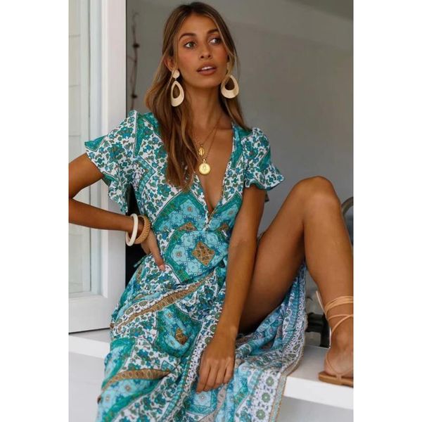 hippie 2021 printed summer maxi dress deep v neck short sleeve vintage casual clothes long women dresses, Black;gray
hippie 2021 printed summer maxi dress deep v neck short sleeve vintage casual clothes long women dresses, Black;gray