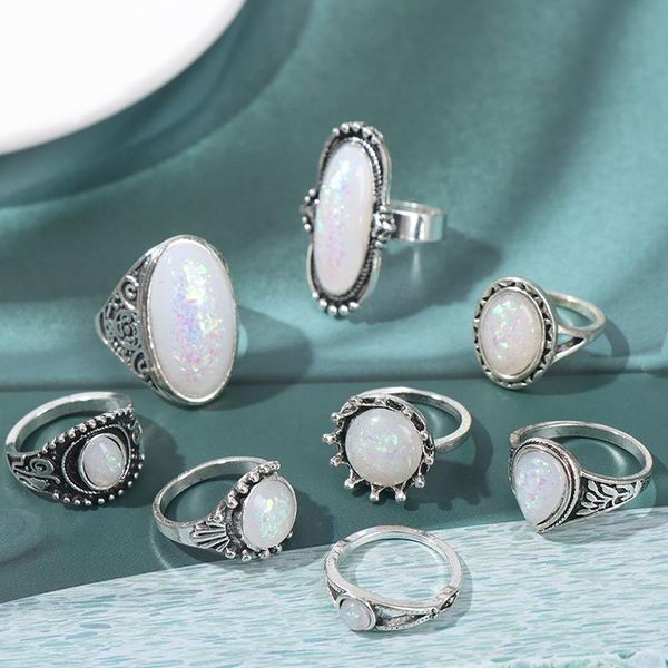 cluster rings 8 pieces/set vintage antique silver color sets colorful opal crystal stone carve for women men bohemian jewelry luxury, Golden;silver
cluster rings 8 pieces/set vintage antique silver color sets colorful opal crystal stone carve for women men bohemian jewelry luxury, Golden;silver