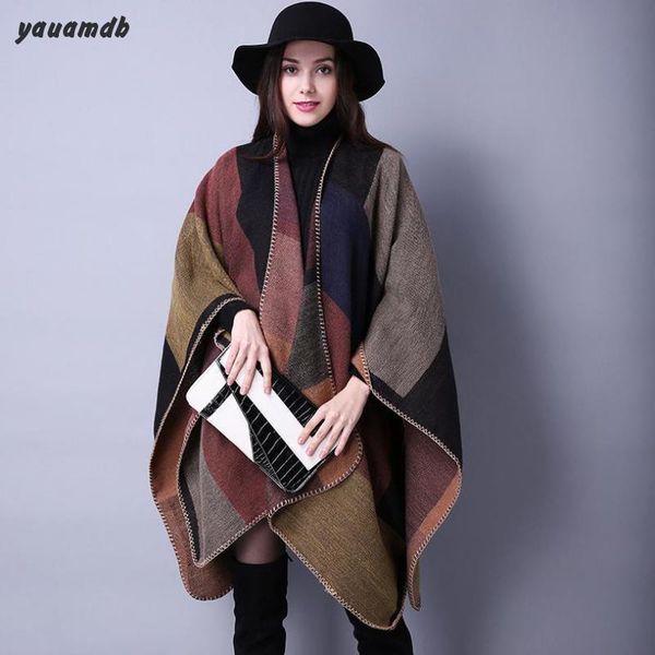 woman capes coat winter autumn female ponchos wraps scarf shawl stoles plaid ladies fashion outwear clothes y40, Blue;gray
woman capes coat winter autumn female ponchos wraps scarf shawl stoles plaid ladies fashion outwear clothes y40, Blue;gray
