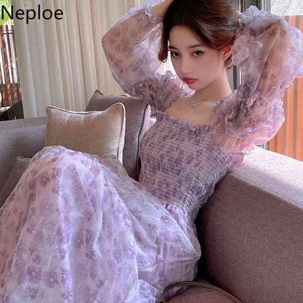 neploe summer elegant dress women puff sleeve long robe square collar beach floral vestidos female pleated slim fit dresses 210422, Black;gray
neploe summer elegant dress women puff sleeve long robe square collar beach floral vestidos female pleated slim fit dresses 210422, Black;gray