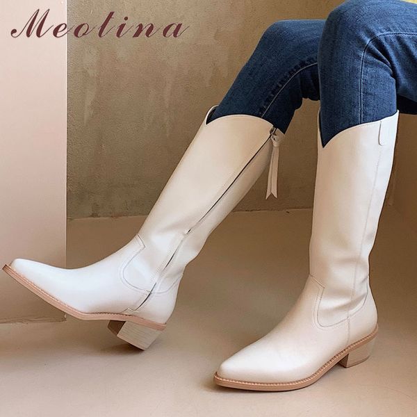meotina women western boots shoes real leather mid heel knee high boots pointed toe block heels zipper long boots autumn beige 210520, Black
meotina women western boots shoes real leather mid heel knee high boots pointed toe block heels zipper long boots autumn beige 210520, Black