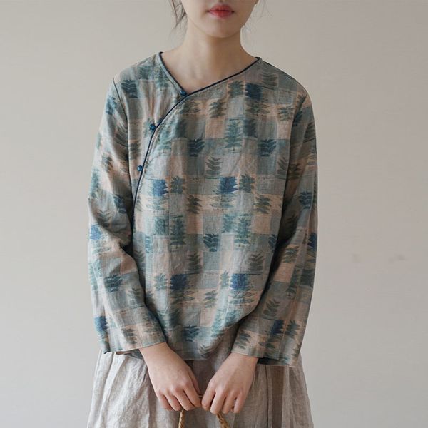 johnature spring summer retro plate buckle o-neck floral print cotton linen shirt casual nine quarter sleeve women 210521, White
johnature spring summer retro plate buckle o-neck floral print cotton linen shirt casual nine quarter sleeve women 210521, White