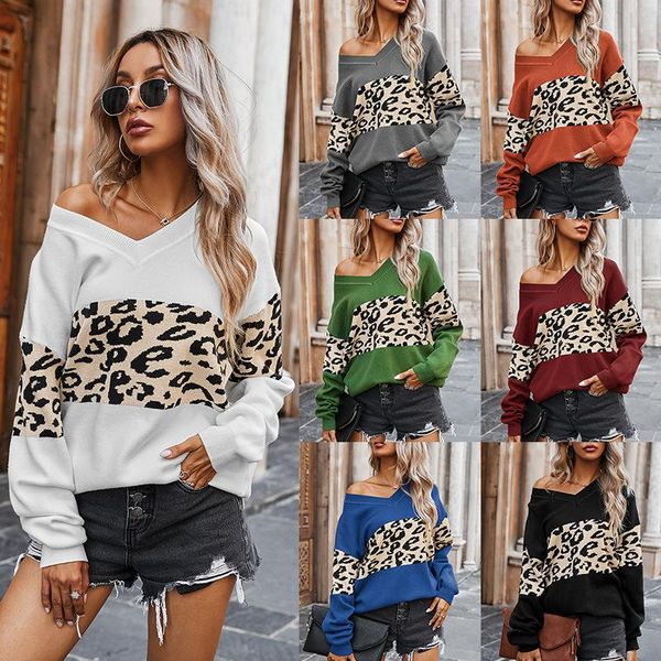 winter leopard sweater women 2021 autumn v-neck knitted woman sweaters streetwear pull femme long sleeved pullover sweter women's, White;black
winter leopard sweater women 2021 autumn v-neck knitted woman sweaters streetwear pull femme long sleeved pullover sweter women's, White;black