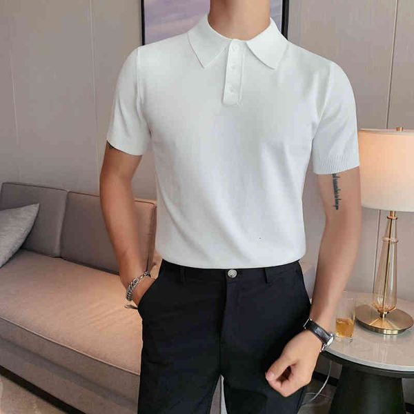 men's polos british style summer solid short sleeve knitted polo shirt men clothing 2021 simple ice silk slim fit casual tees homm, White;black
men's polos british style summer solid short sleeve knitted polo shirt men clothing 2021 simple ice silk slim fit casual tees homm, White;black